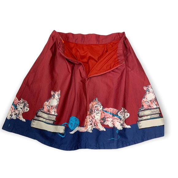 NWT ModCloth Study A-Line Skirt in Scholarly Kitties Knee Length Cotton LG - Picture 4 of 9